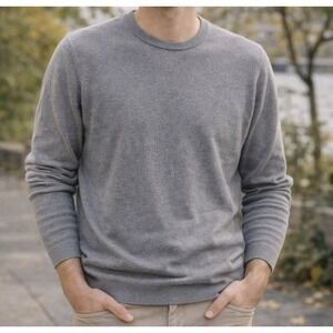 The Commons Sparrow Men's 100% Merino Wool Gray Crewneck Sweater Sz L Minimalist
